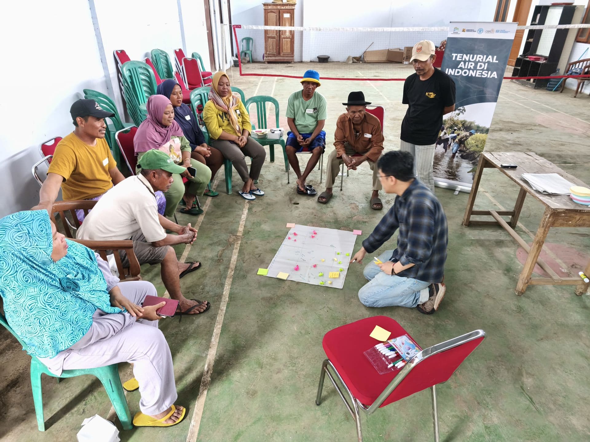 Mr. Riz Adhima is conducting participatory mapping with farmers in Cangko village